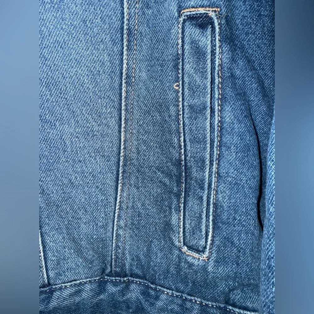 Goodfellow & Co Blue Denim Jacket with Tan Collar and Lining - Picture 3 of 14